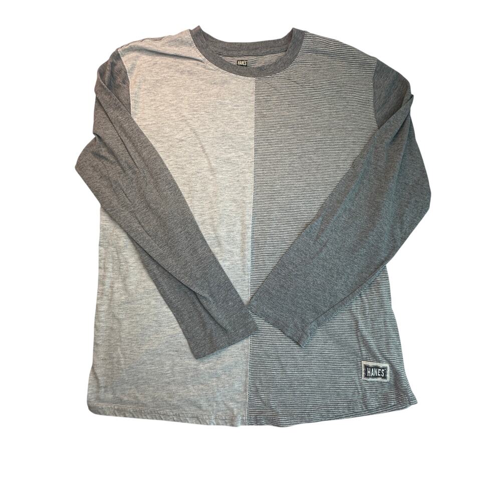 Hanes Colorblock Striped Long Sleeve Tee L